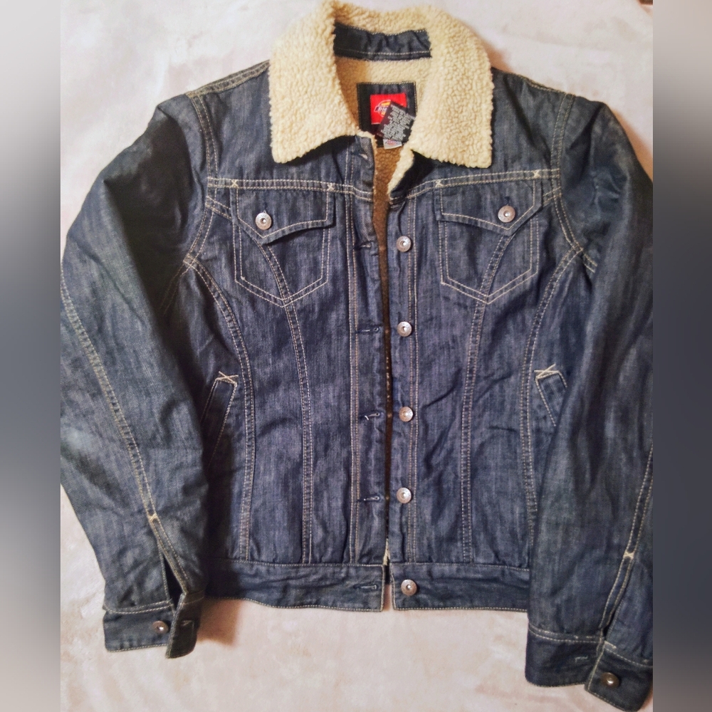Dickies Blue and Cream Lightweight Shirt Jacket with Contrast Collar